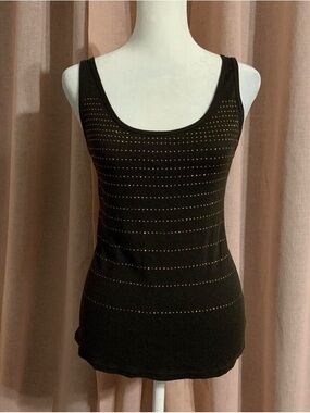 New York & Company Brown Rhinestone Tank Top Y2k